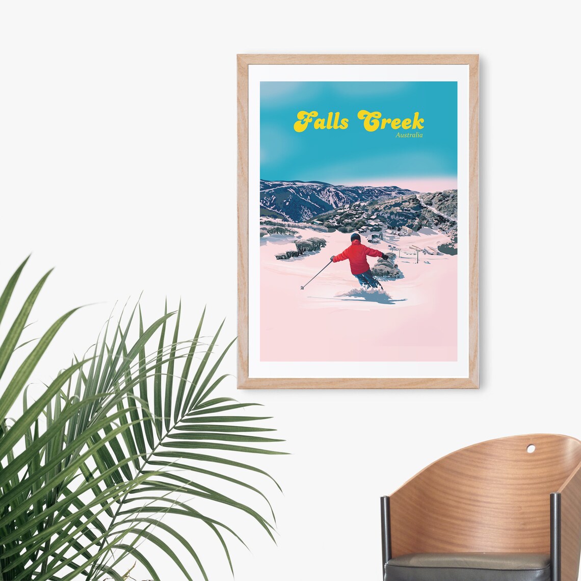 Falls Creek Australia Alpine Skiing Retro Ski Resort Travel Poster - Image 3
