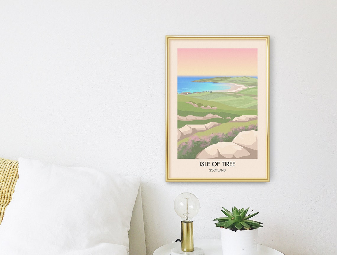 Isle Of Tiree Poster Western Scotland Uk Inner Hebrides Ardnamurchan Vintage Travel Print Traigh Bhi Balephuil Bay Scottish Island - Image 3