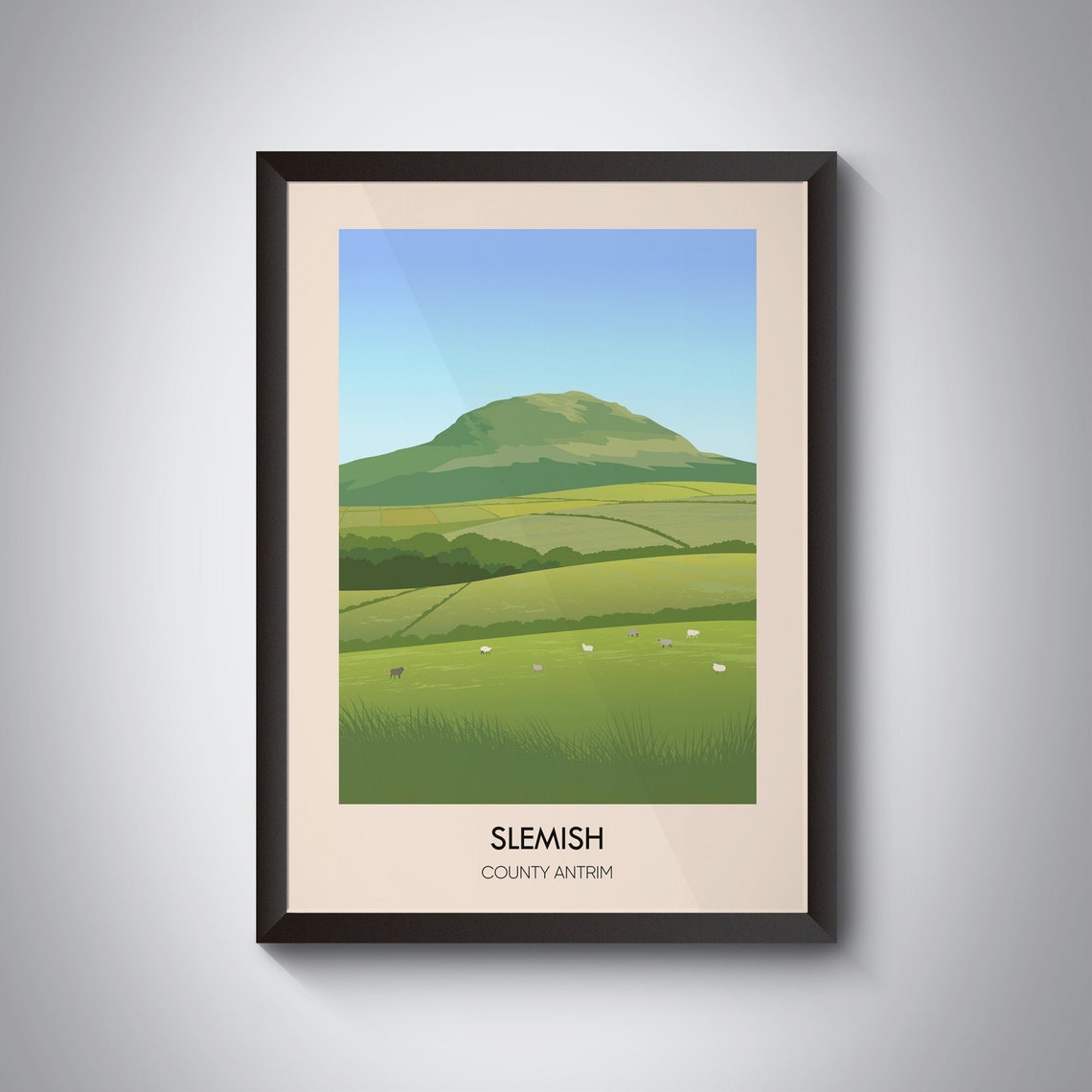 Slemish Mountain County Antrim Green Pasture Sheep Meadow Poster