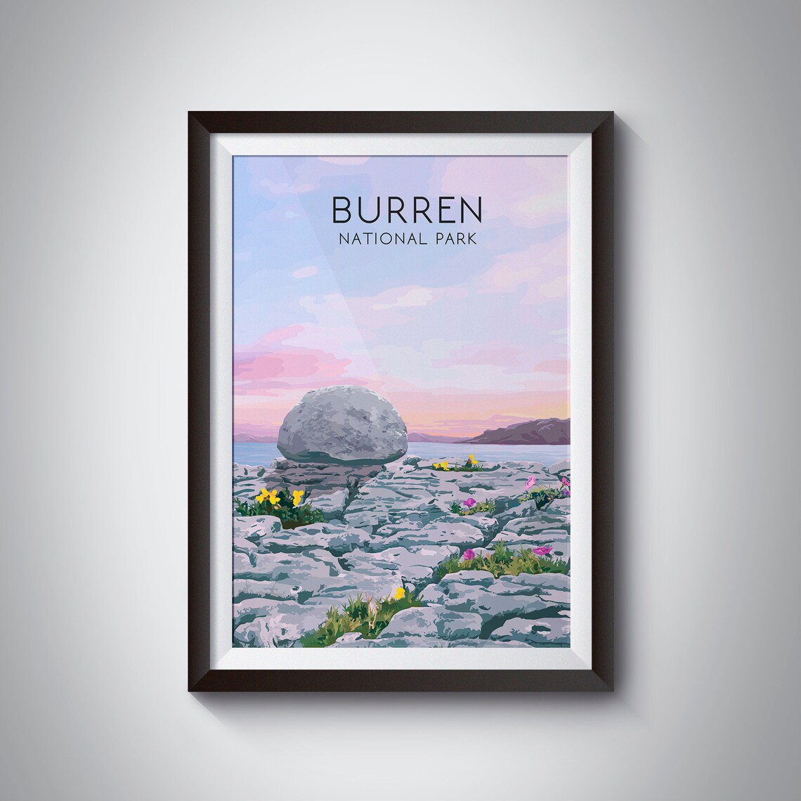 Burren National Park Irish Travel Poster, County Clare