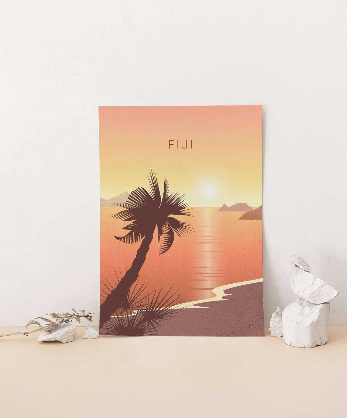 Fiji Minimal Travel Poster South Pacific Ocean Viti Levu Vanua Levu Island Suva Travel Print Oceania Yasawa Island Fijian Art Framed - Image 4