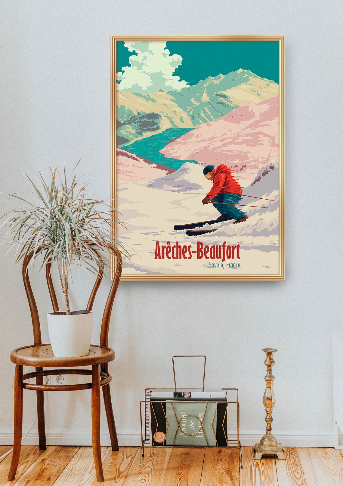 Areches Beaufort Ski Resort Poster Skiing Travel Print Beaufortain French Alps Les Saisies Espace Diamant Wall Art Gift France - Image 2