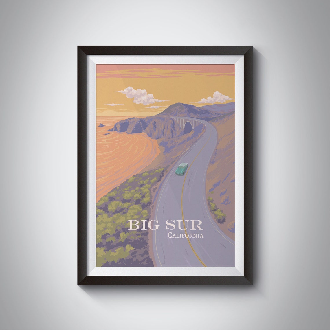 Big Sur California Travel Poster Usa Route 1 Road Trip Oregon Vintage Americana National Park Poster Pacific Coast Highway Art Print