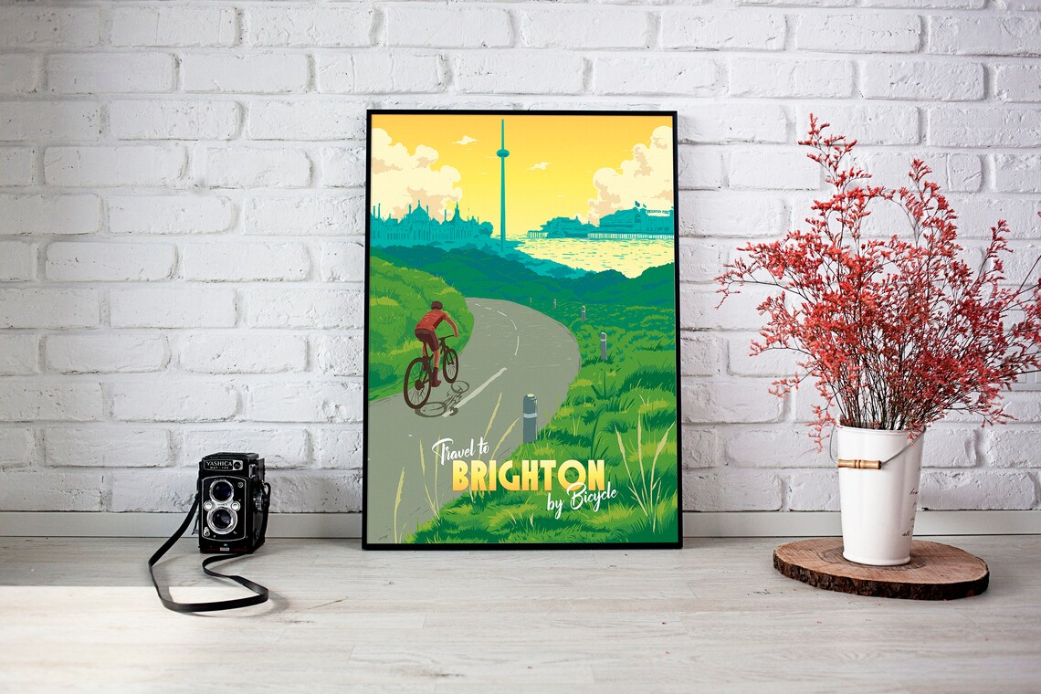 Brighton Cycling Poster, London to Brighton Route - Image 3