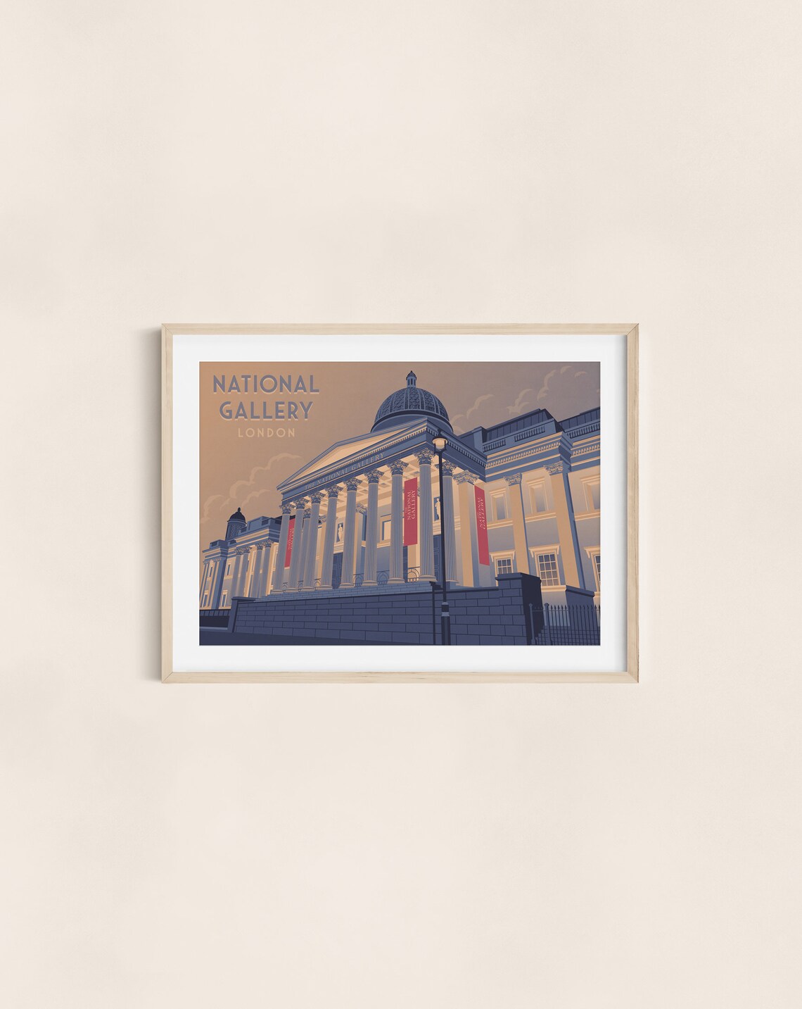 National Gallery London Grand Column Facade Trafalgar Travel Poster - Image 3