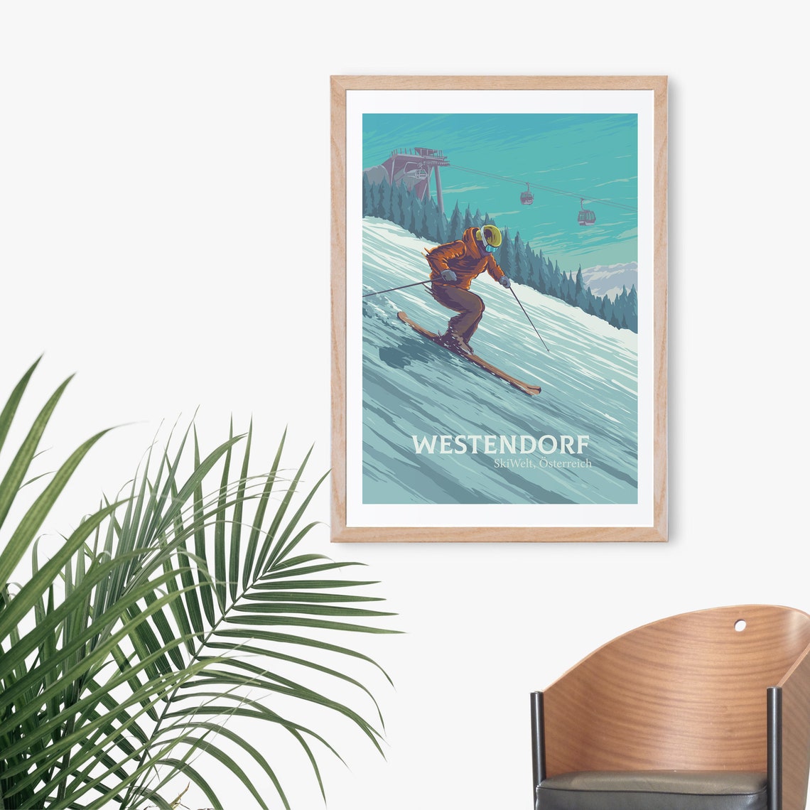 Westendorf SkiWelt Austria Skier Poster Tyrol Alpine Mountain Resort - Image 3
