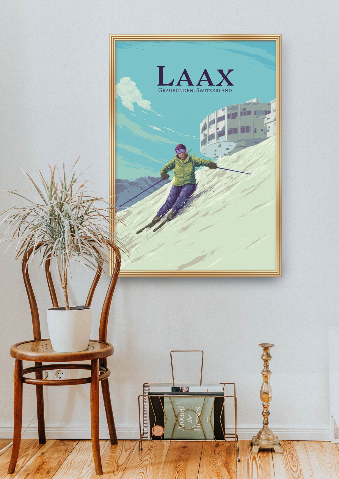 Laax Ski Resort Vintage Travel Poster, Swiss Alps - Image 2