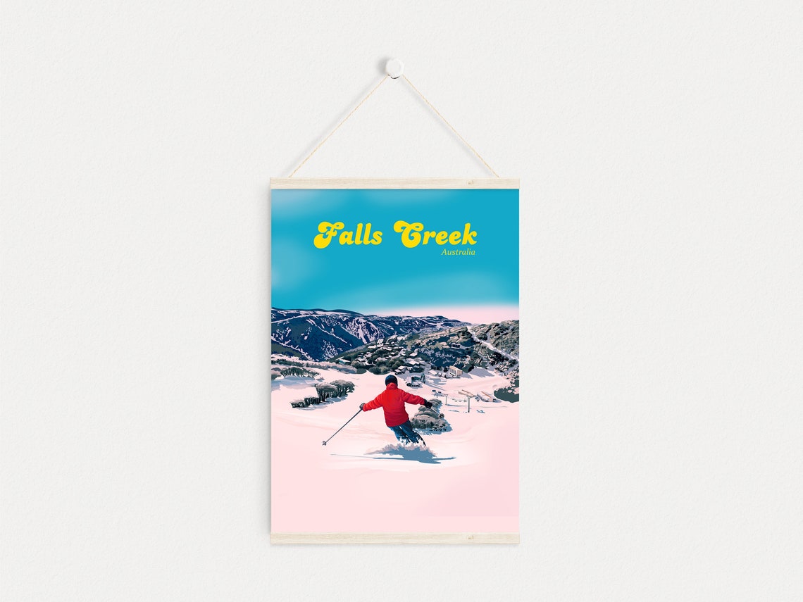 Falls Creek Australia Alpine Skiing Retro Ski Resort Travel Poster - Image 4