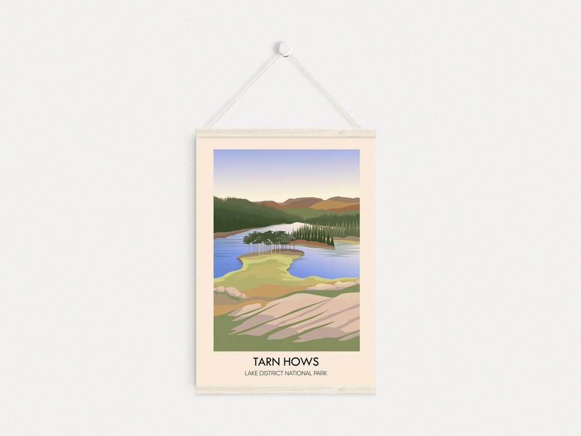 Tarn Hows Lake District National Park Wooded Peninsula Pines Travel Poster - Image 3