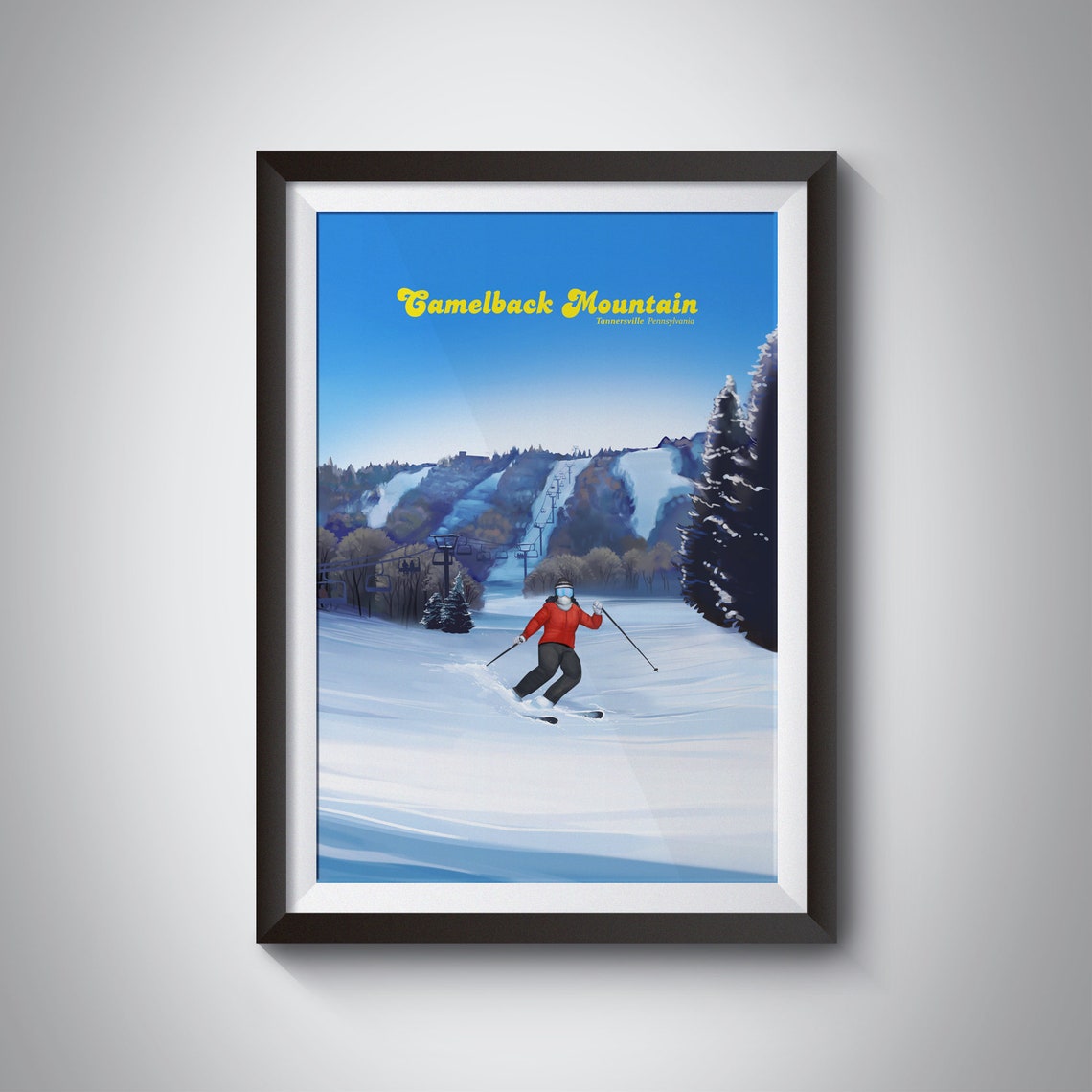 Camelback Mountain Retro Ski Poster Tannersville Pennsylvania