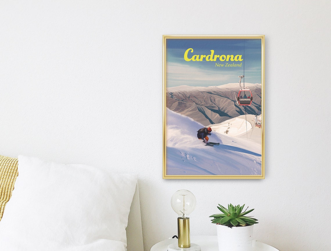 Cardrona New Zealand Snowboarding Poster Ski Resort Print Queenstown Wanaka South Island Vintage Skiing Art Travel Poster Ski Field - Image 3