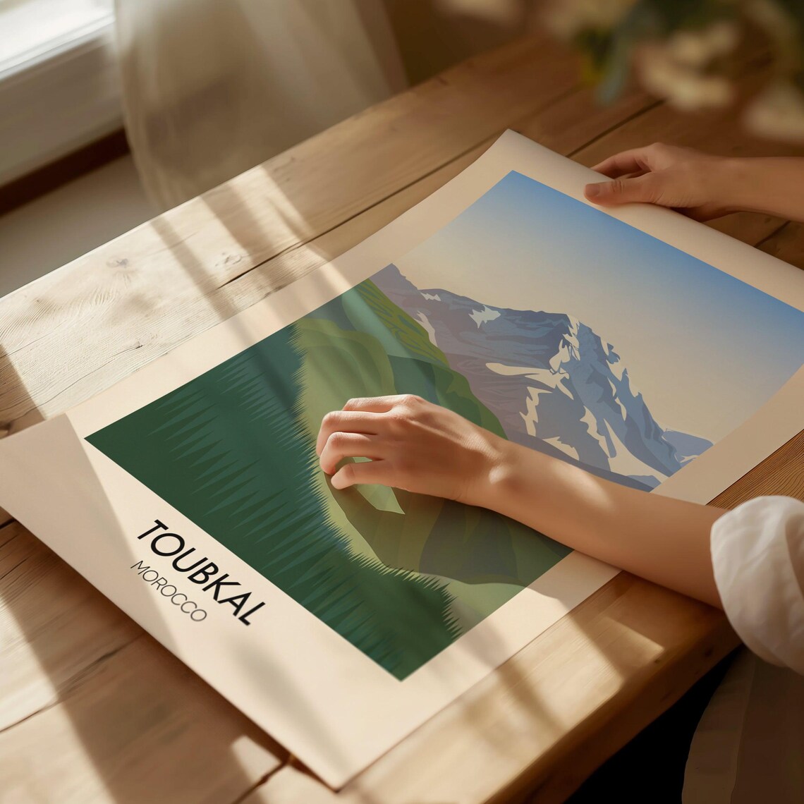 Toubkal Morocco Atlas Mountains Snow Peak Minimalist Travel Poster - Image 2