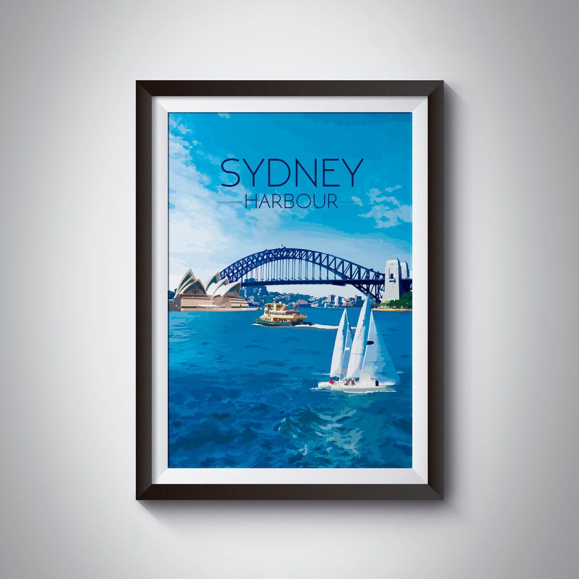 Sydney Harbour Retro Travel Poster Art Print