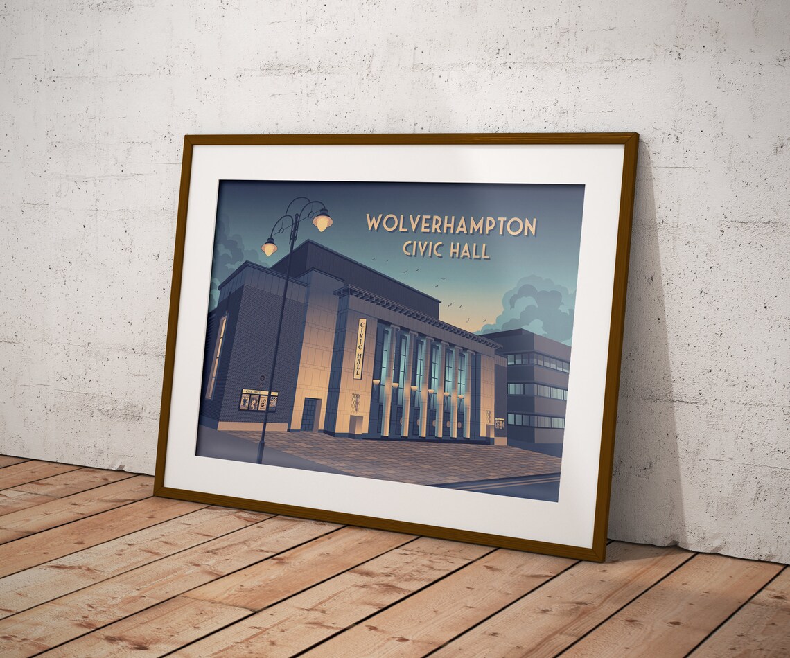 Wolverhampton Civic Hall Vintage Travel Poster, Music Venue - Image 3