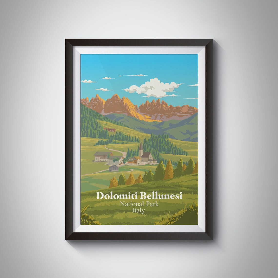 Dolomiti Bellunesi National Park Vintage Travel Poster