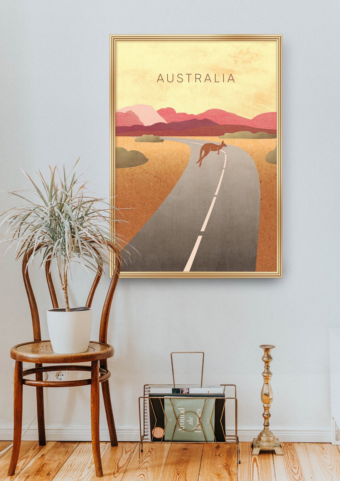 Australia Outback Kangaroo Desert Highway Road Trip Sunset Poster - Image 2