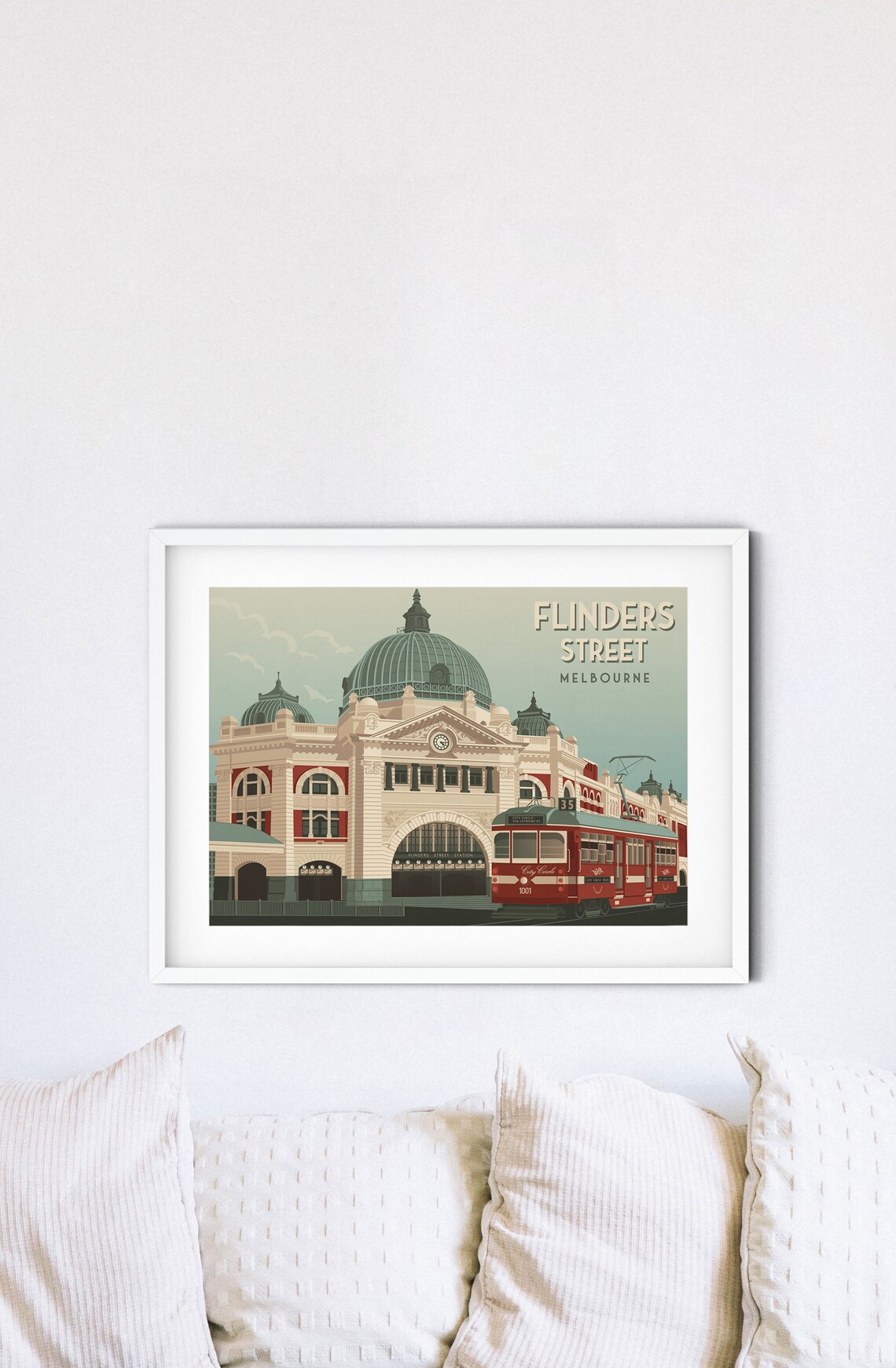 Flinders Street Station Melbourne Travel Poster with Red City Tram - Image 4