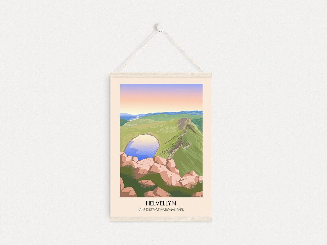 Helvellyn Lake District National Park Fell Ridge and Tarn Sunset Travel Poster - Image 3
