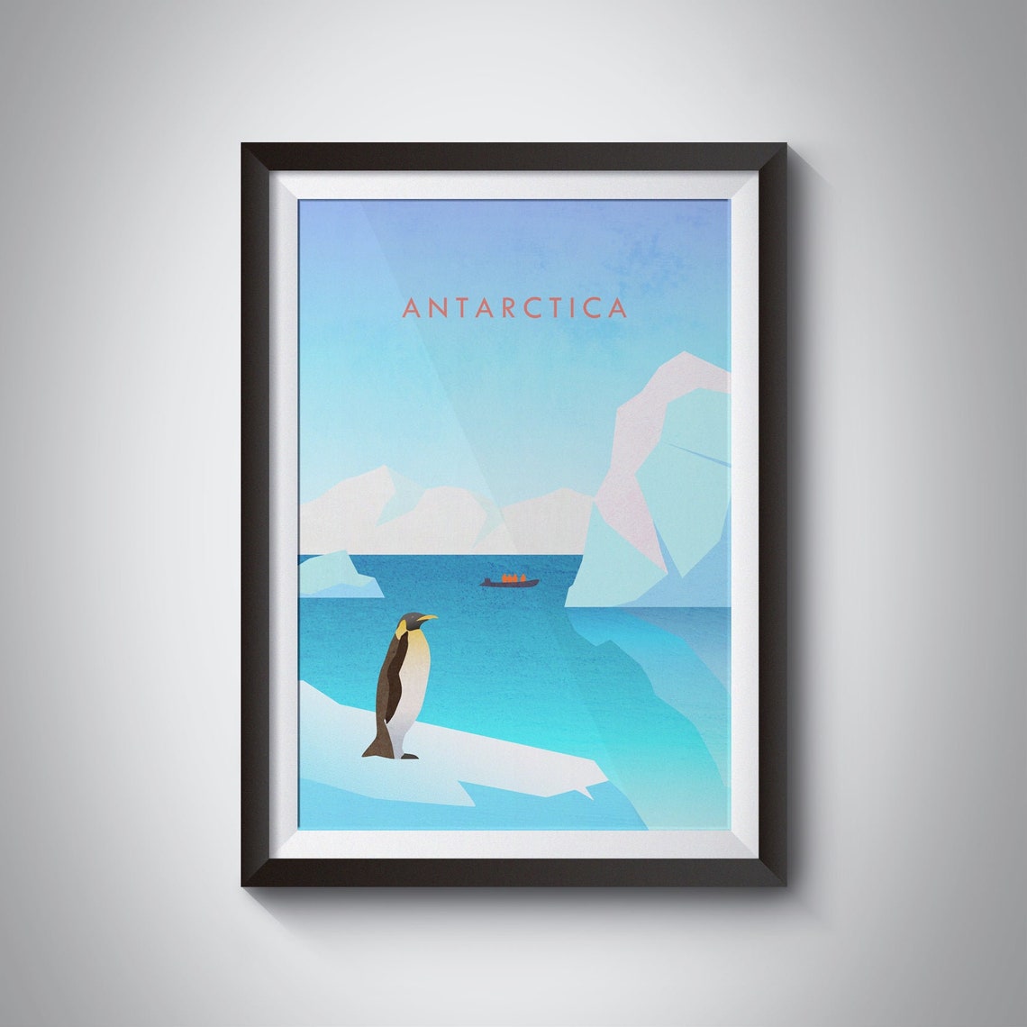 Antarctica Penguin Iceberg Blue Polar Ocean Expedition Poster
