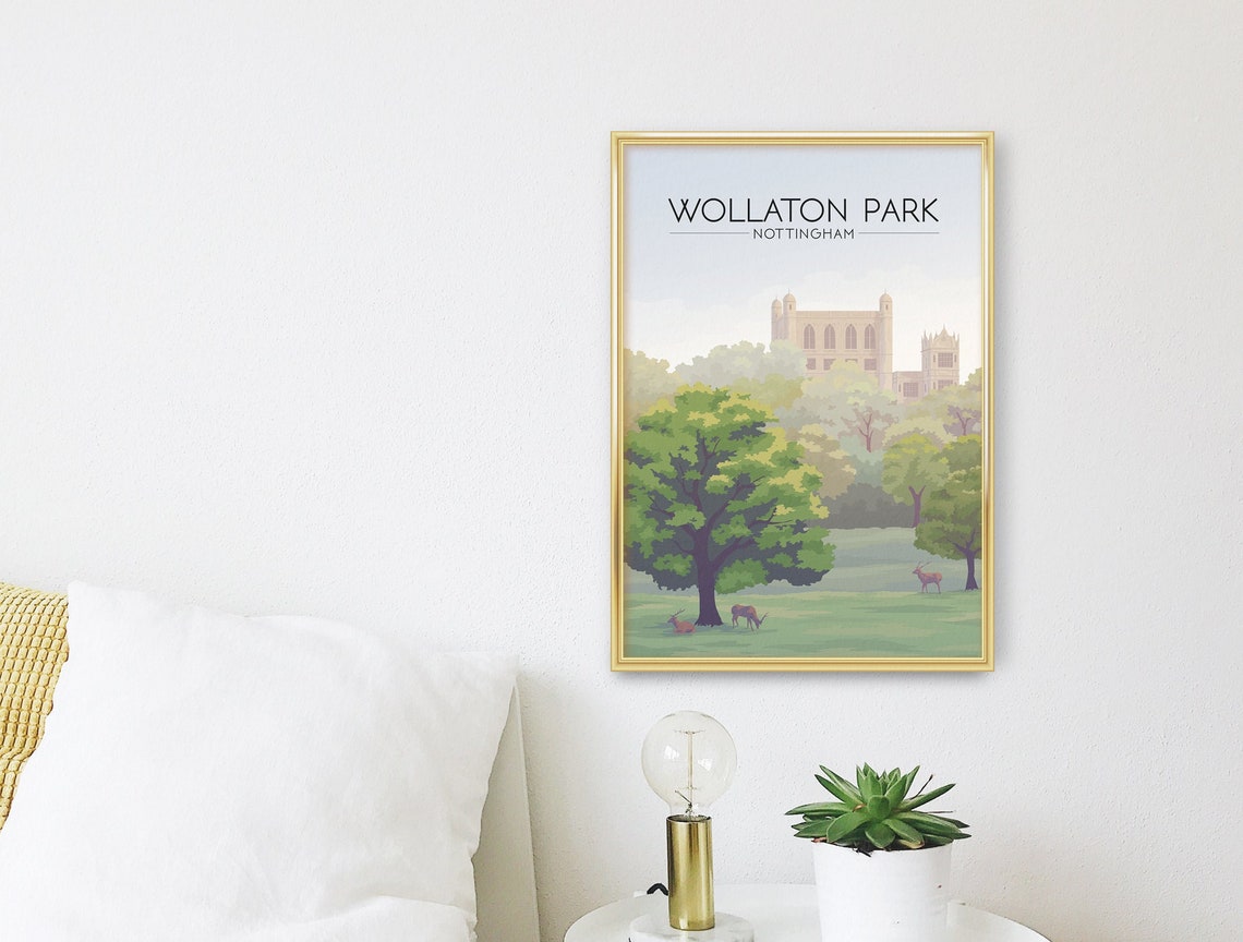 Wollaton Park Nottingham Deer Grazing Under Great Oak Poster - Image 3