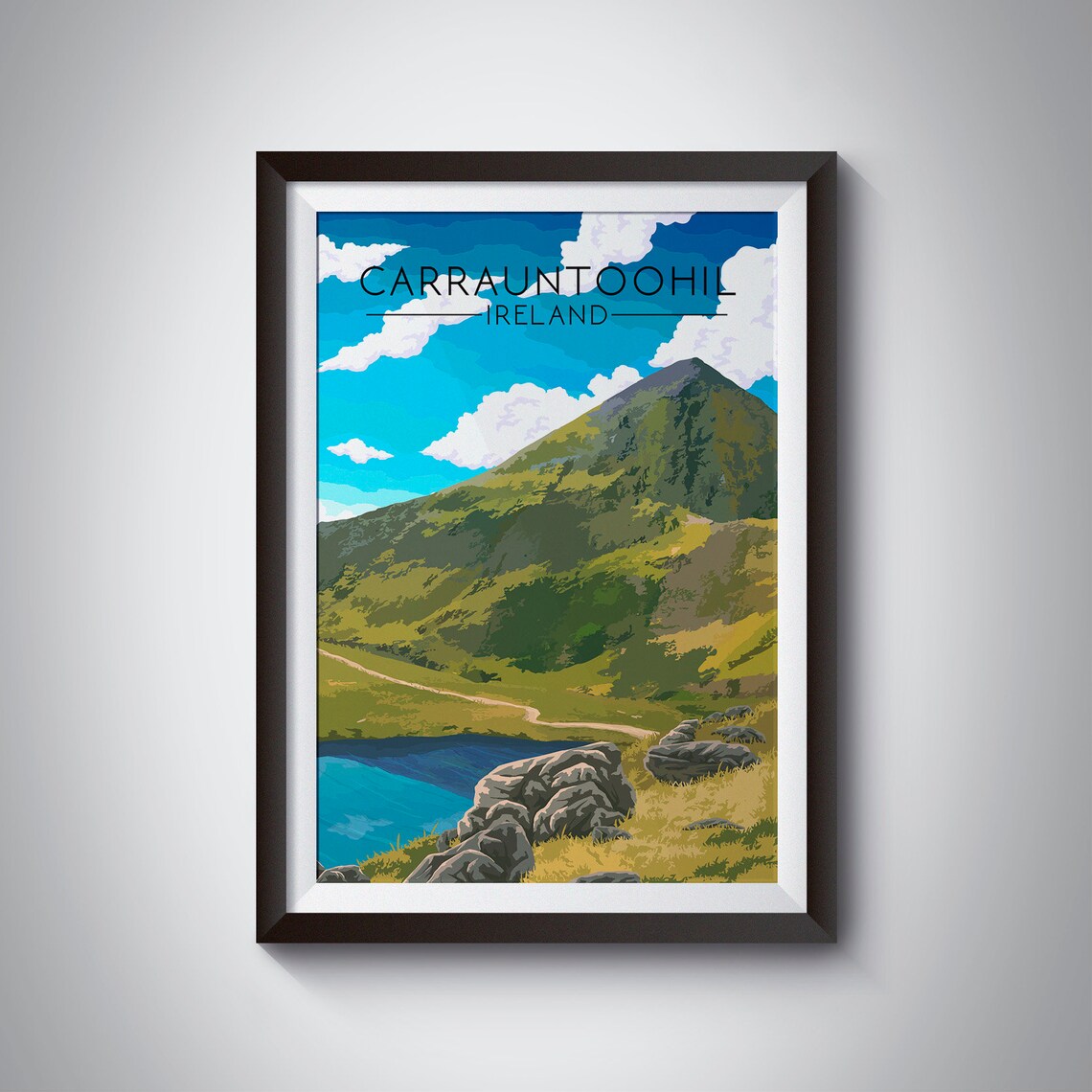 Carrauntoohil Ireland Retro Travel Poster Art Print