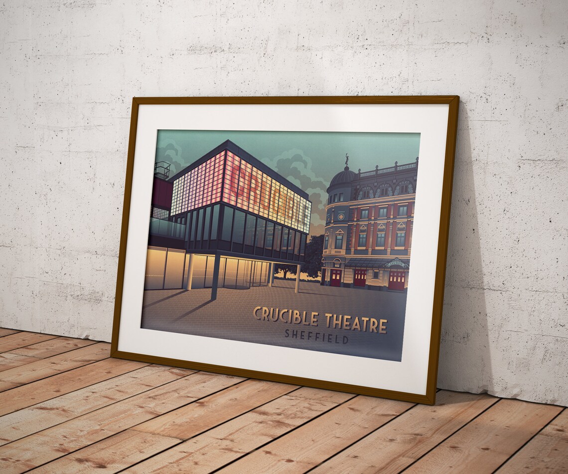 Crucible Theatre Sheffield Vintage Travel Poster - Image 3