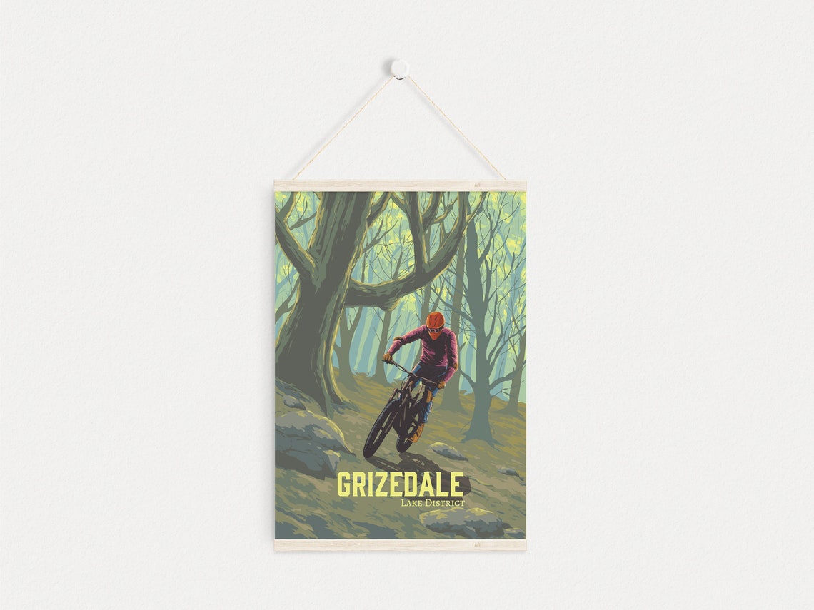 Grizedale Lake District Mountain Biking Forest Trail Rider Poster - Image 4