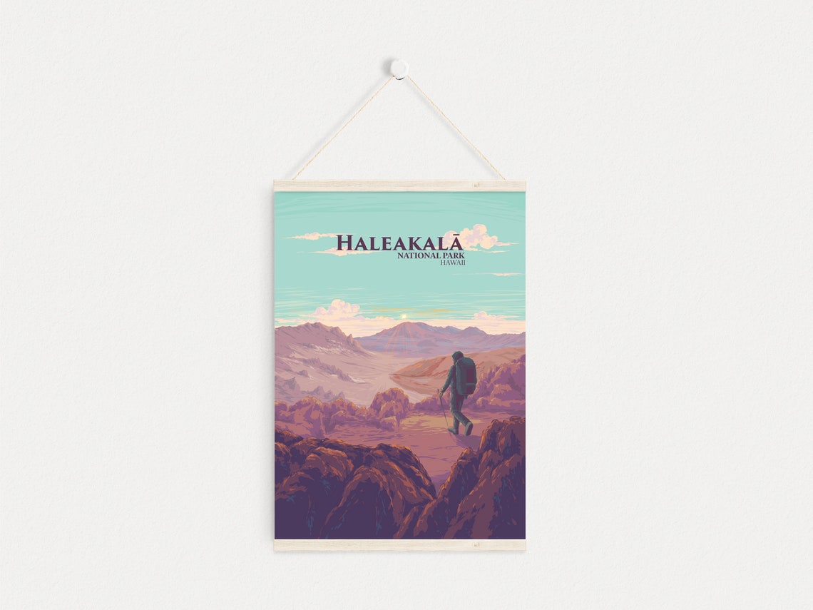 Haleakal National Park Hawaii Usa Travel Print Maui Island Hawaii Volcanoes National Park Mauna Loa Kilauea Retro Wall Art Gift - Image 4