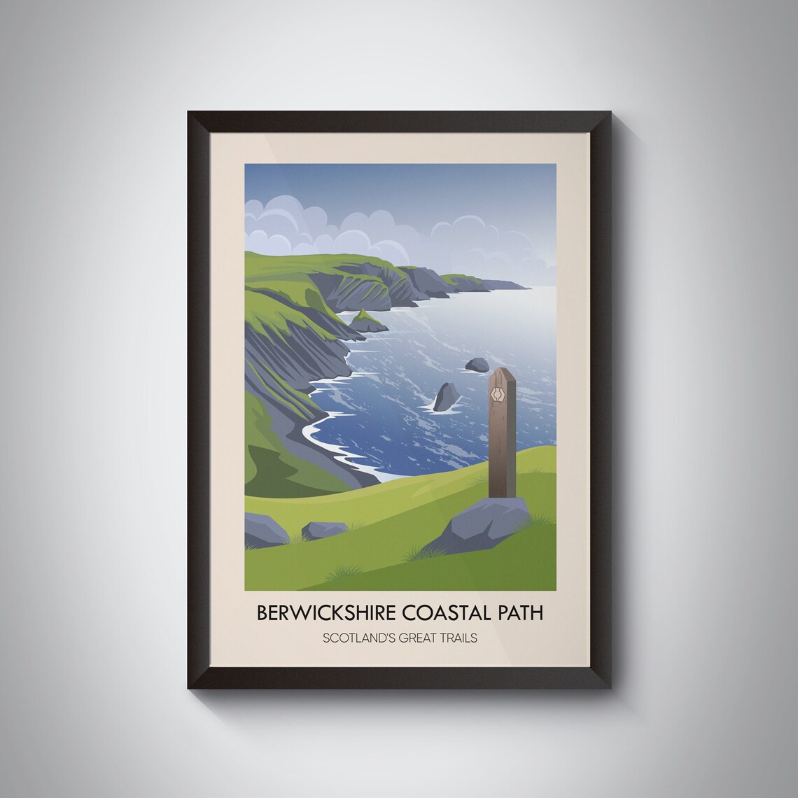 Berwickshire Coastal Path Vintage Travel Poster