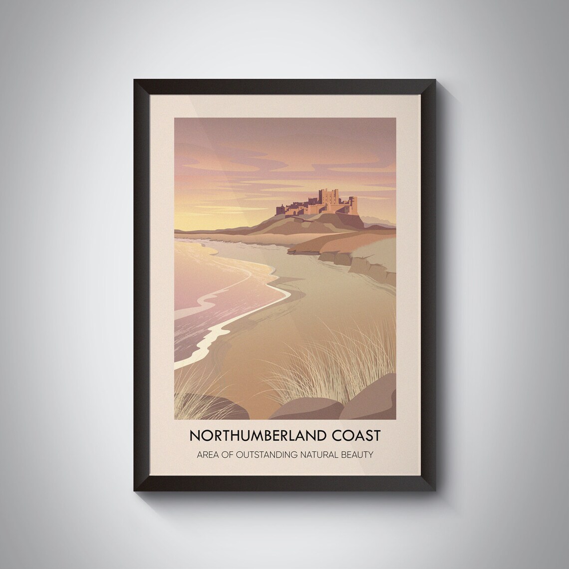 Northumberland Coast AONB Vintage Travel Poster