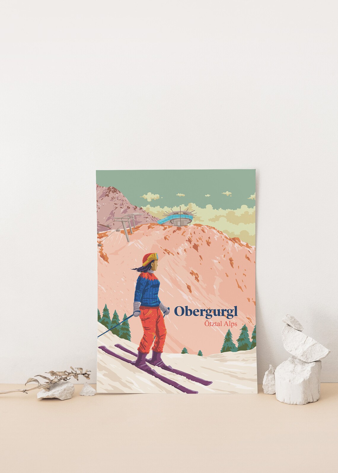 Obergurgl Ski Resort Vintage Ski Poster Print - Image 4