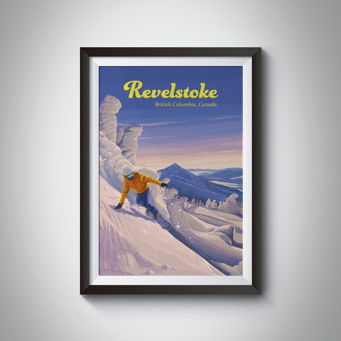 Revelstoke Canada Snowboarding Powder Retro Ski Resort Travel Poster
