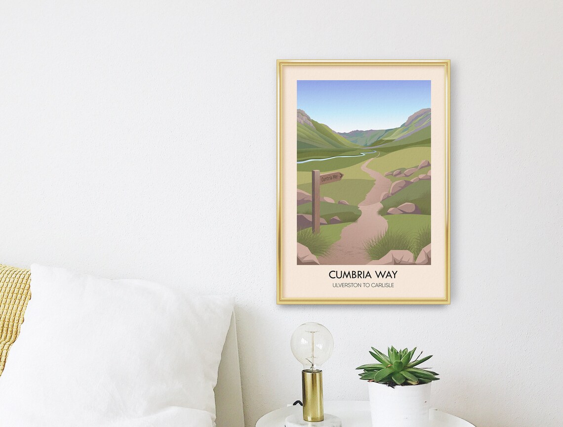 Cumbria Way Ulverston to Carlisle Valley Trail Signpost Hiking Travel Poster - Image 3
