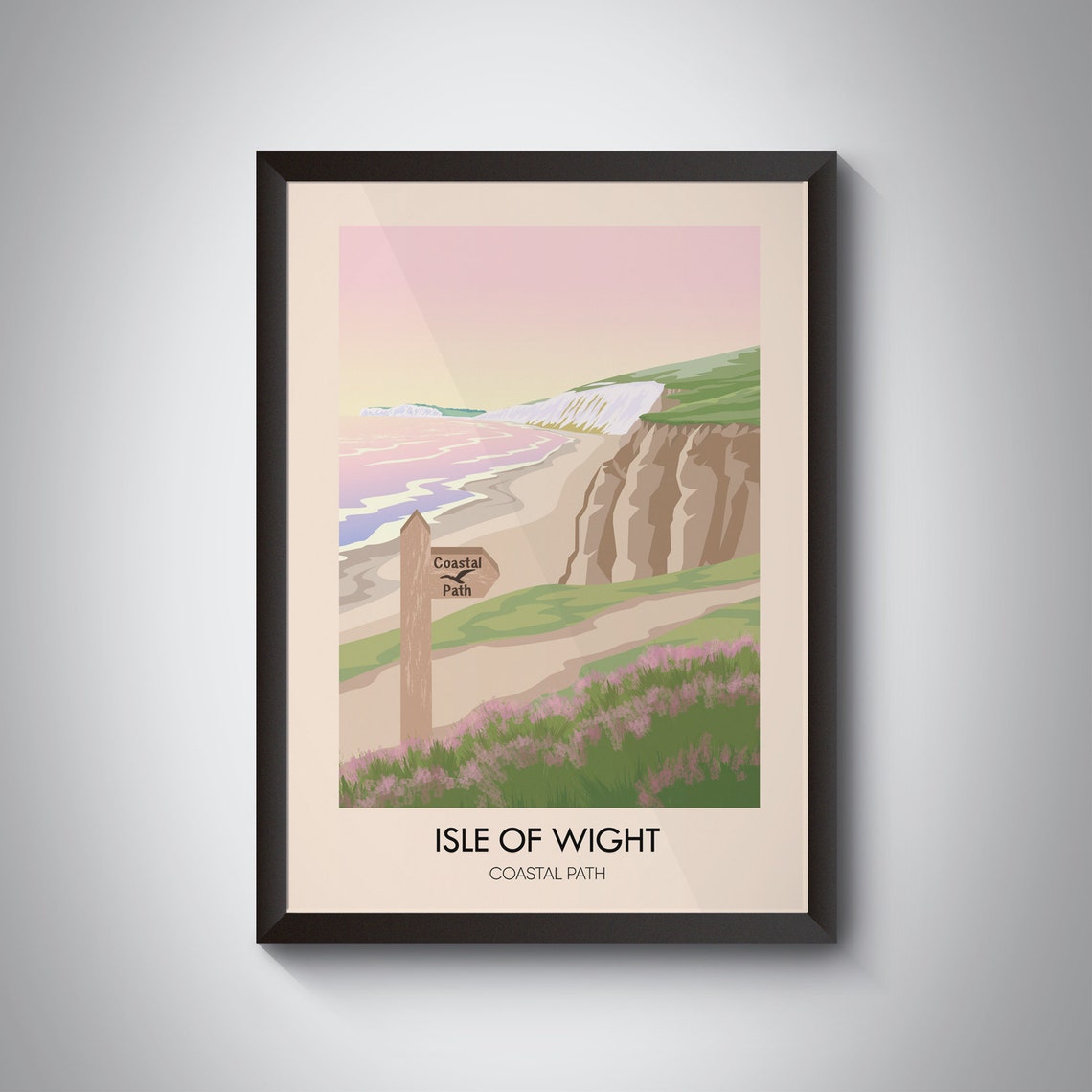 Isle of Wight Coastal Path White Chalk Cliffs Poster England Seaside Walk