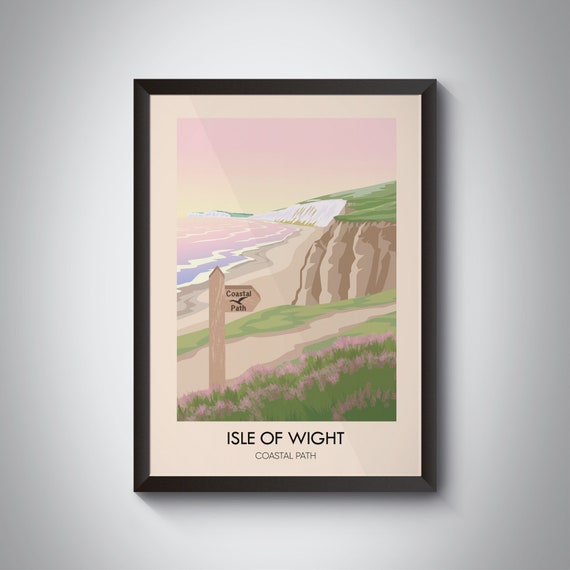 Isle of Wight Coastal Path White Chalk Cliffs Poster England Seaside Walk