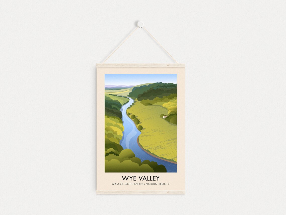 Wye Valley AONB Vintage Travel Poster Art Print - Image 4