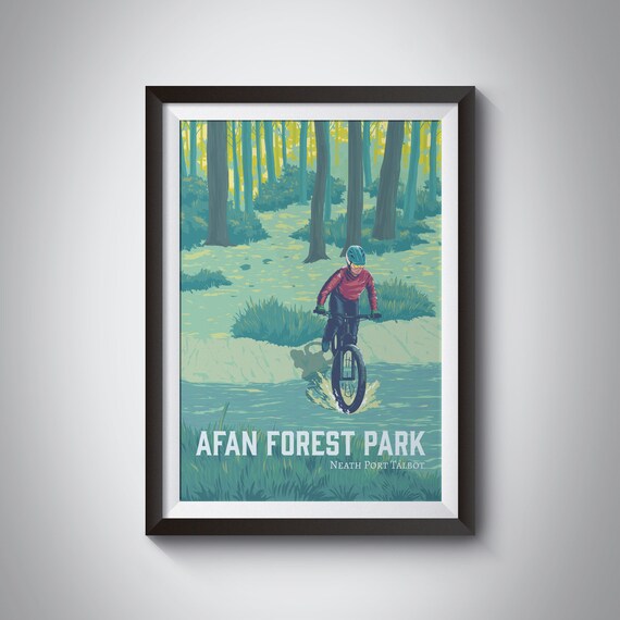 Afan Forest Park Splash Vintage Neath Port Talbot MTB Poster