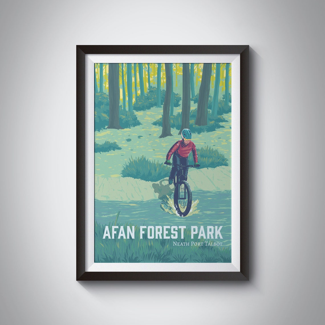 Afan Forest Park Splash Vintage Neath Port Talbot MTB Poster