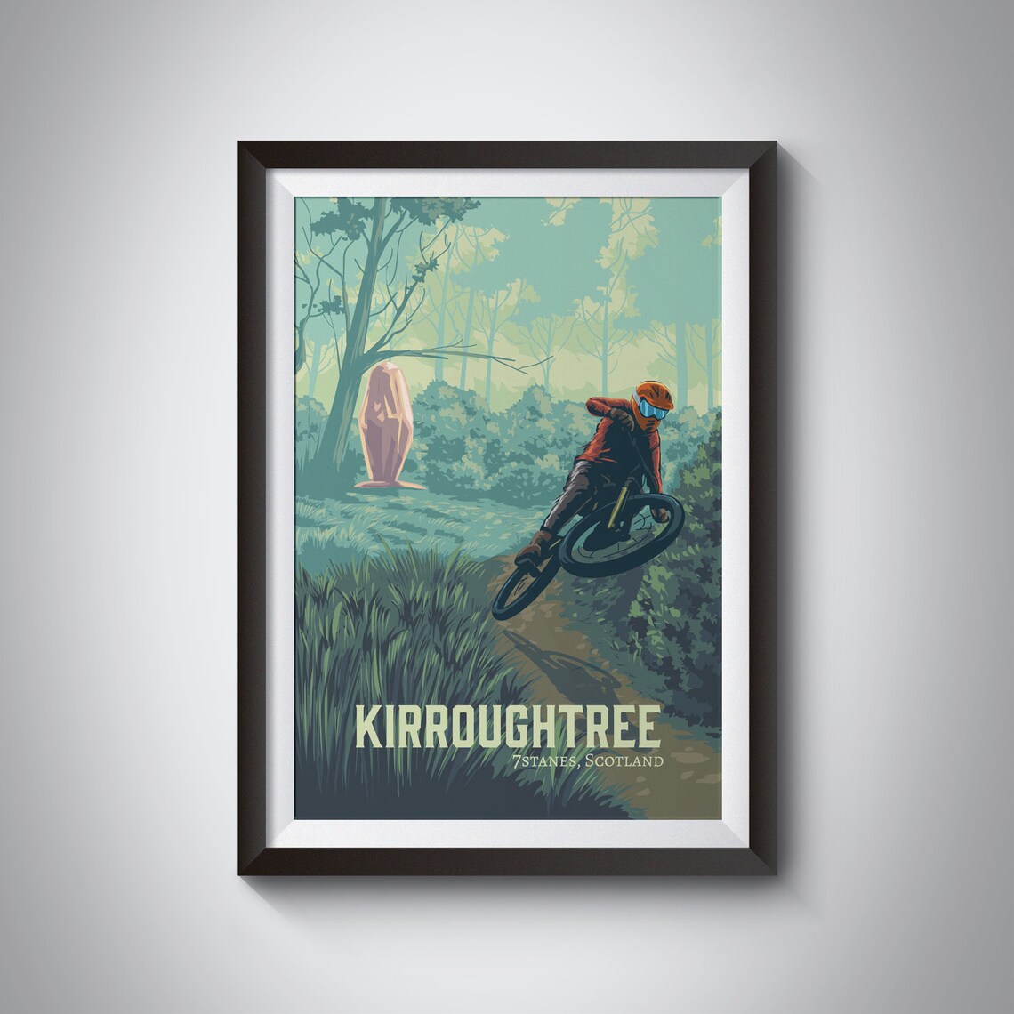 Kirroughtree Mountain Biking Poster, Galloway Forest Park