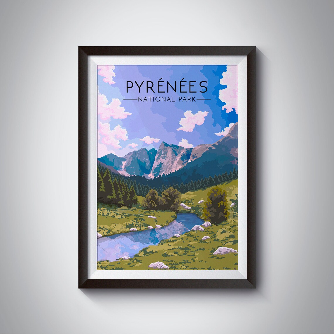 Pyrenees National Park Vintage Travel Poster