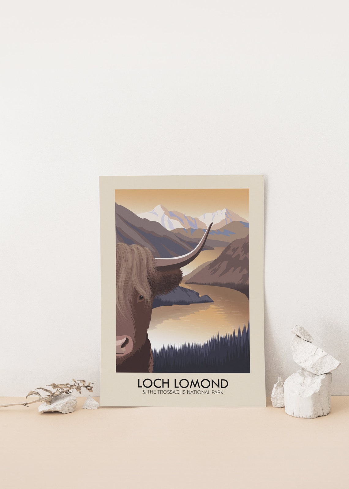 Loch Lomond And The Trossachs National Park Poster Highland Cow Scotland Scottish Highlands Vintage Travel Poster Loch Ness Uk Print - Image 4