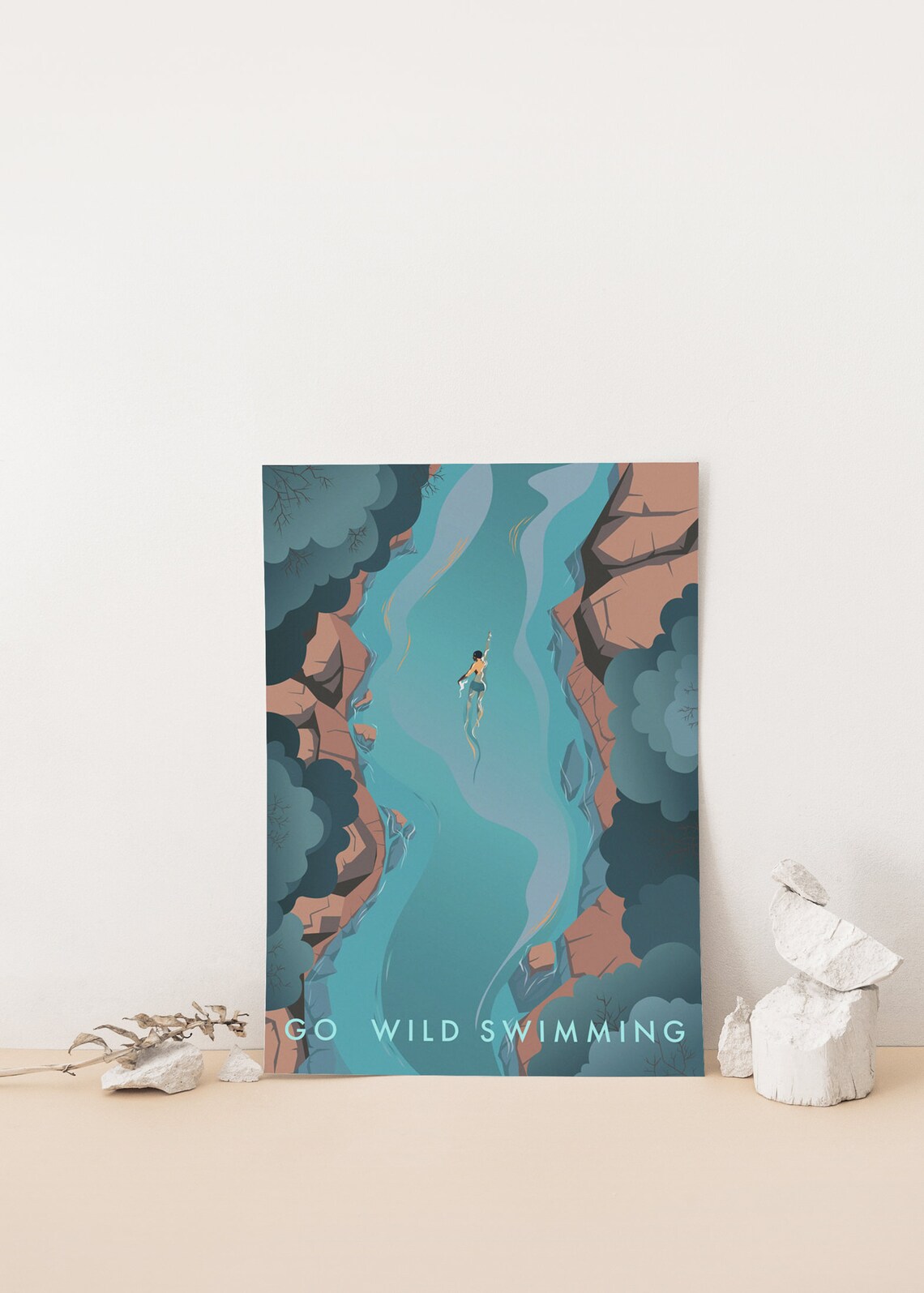 Go Wild Swimming Travel Poster, Outdoor Adventure - Image 4