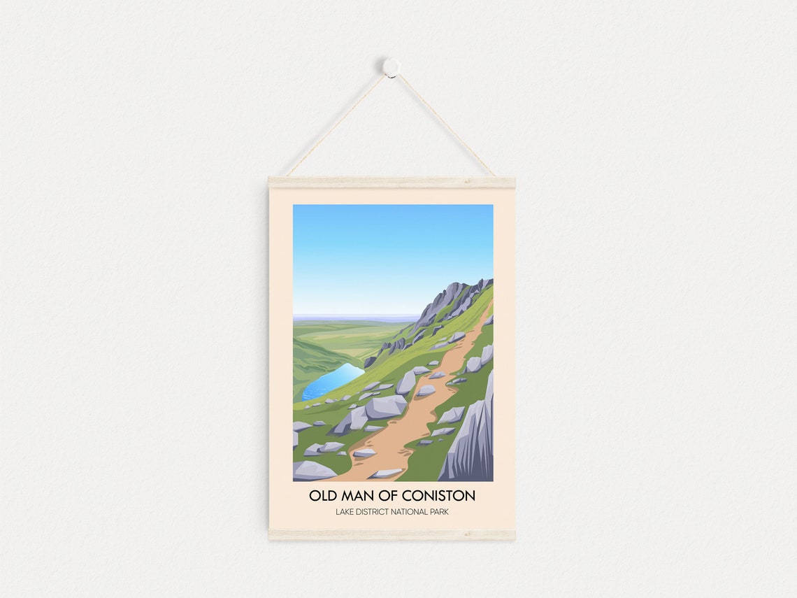 Old Man Of Coniston Ridge Vintage Lake District Fell Walk Poster - Image 4