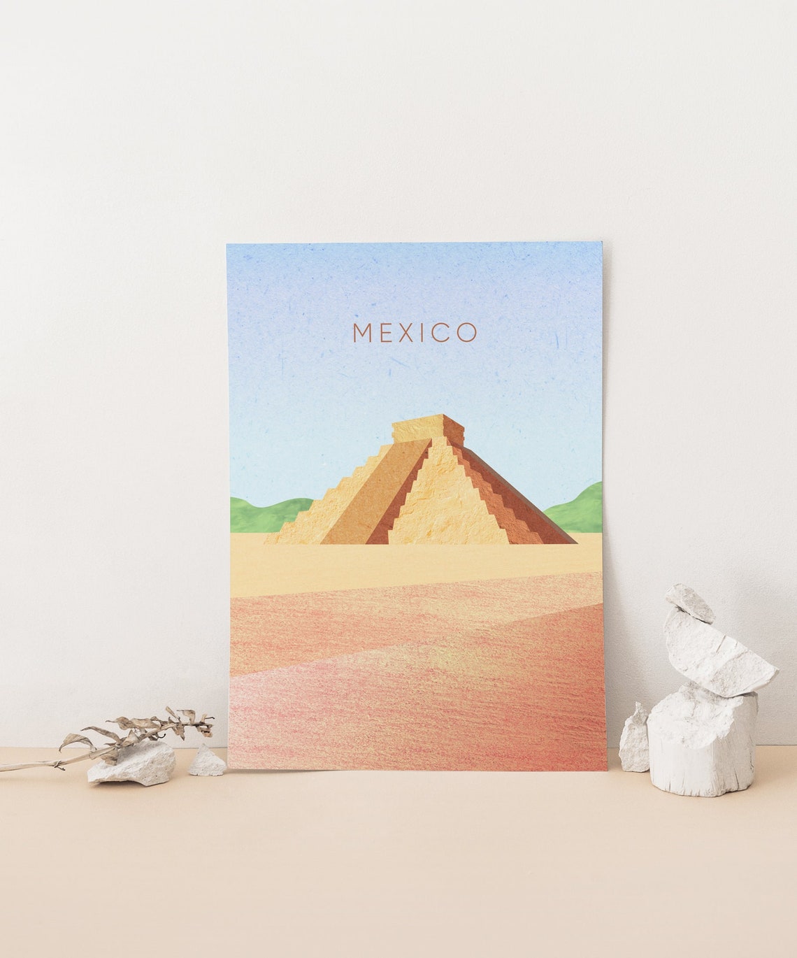 Mexico Chichen Itza Pyramid Minimalist Poster, El Castillo Desert Art - Image 4