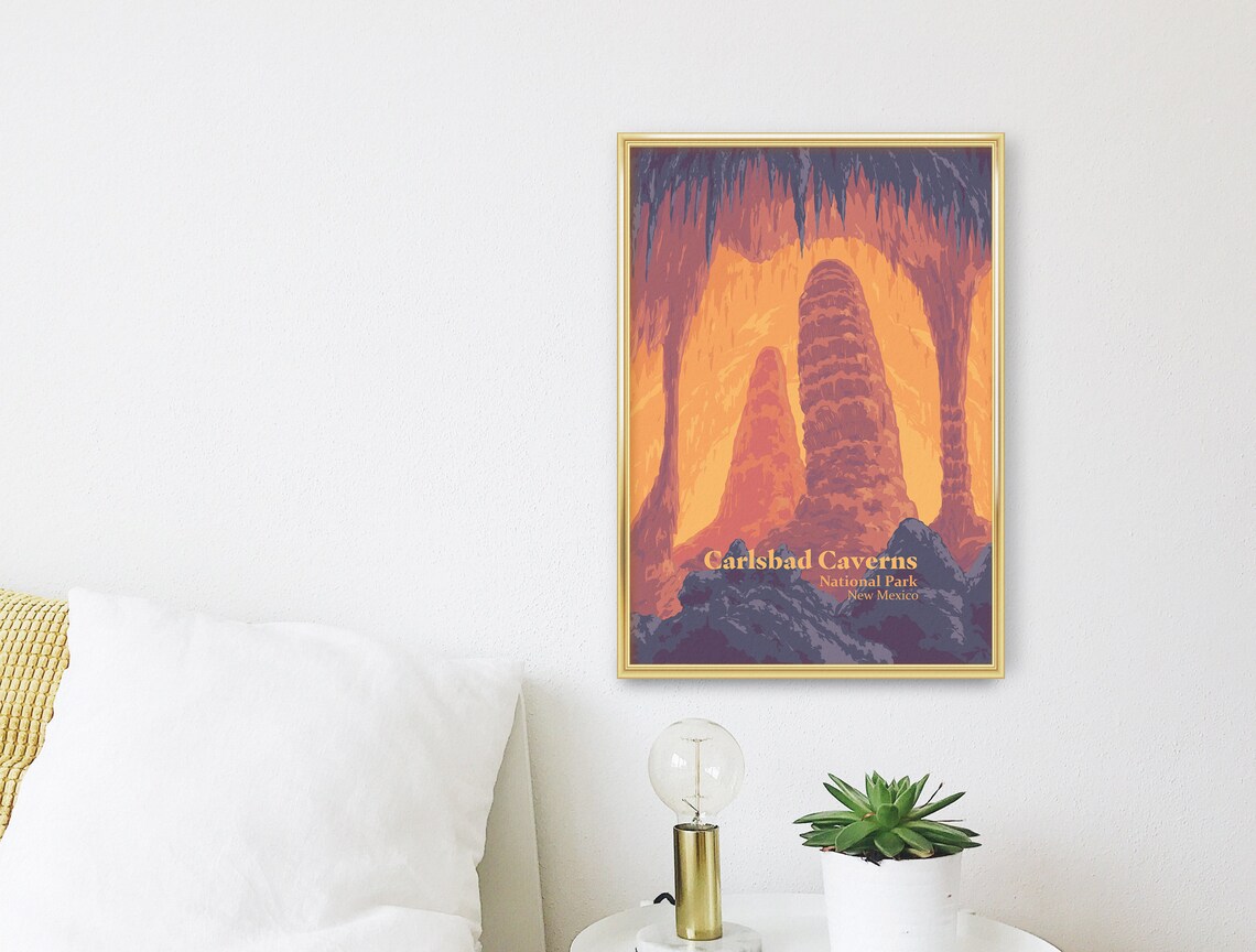 Carlsbad Caverns National Park Poster New Mexico Usa Travel Print Vintage Travel Print Guadalupe Mountains The Big Room Retro Art Gift - Image 3