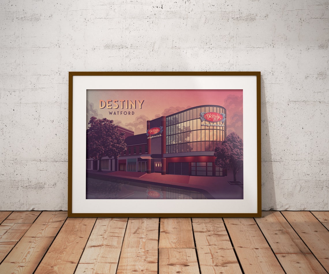 Destiny Nightclub Poster Watford Travel Print Cassiobury Park The Hornets Watford Fc Pryzm Oceana Paradise Lost Baileys Top Rank - Image 4