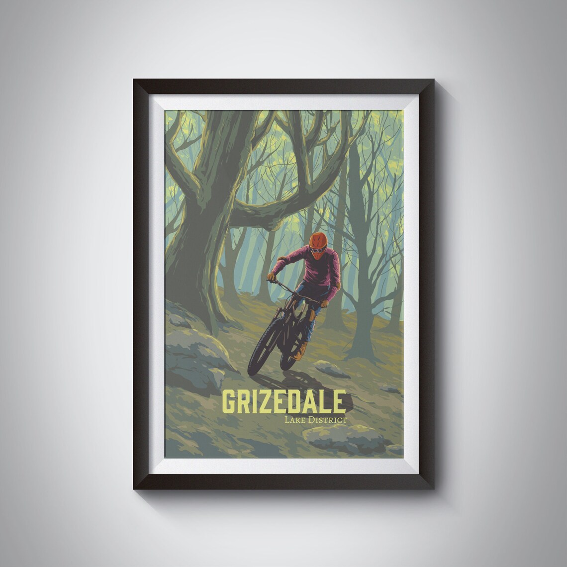 Grizedale Lake District Mountain Biking Forest Trail Rider Poster