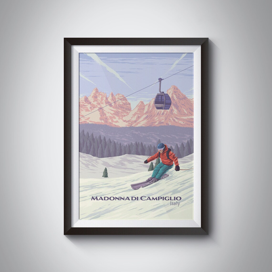 Madonna di Campiglio Italy Ski Resort Dolomites Travel Art Poster