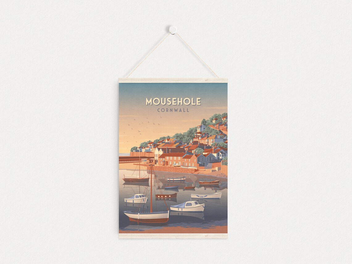 Mousehole Travel Poster, Cornwall Coastal Village - Image 4