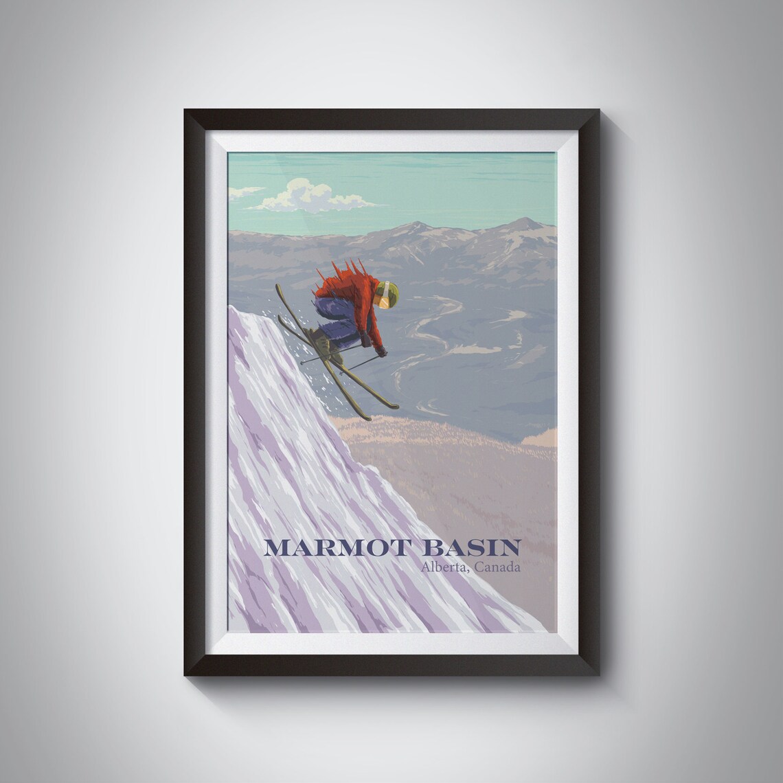 Marmot Basin Vintage Travel Poster, Alberta Canada